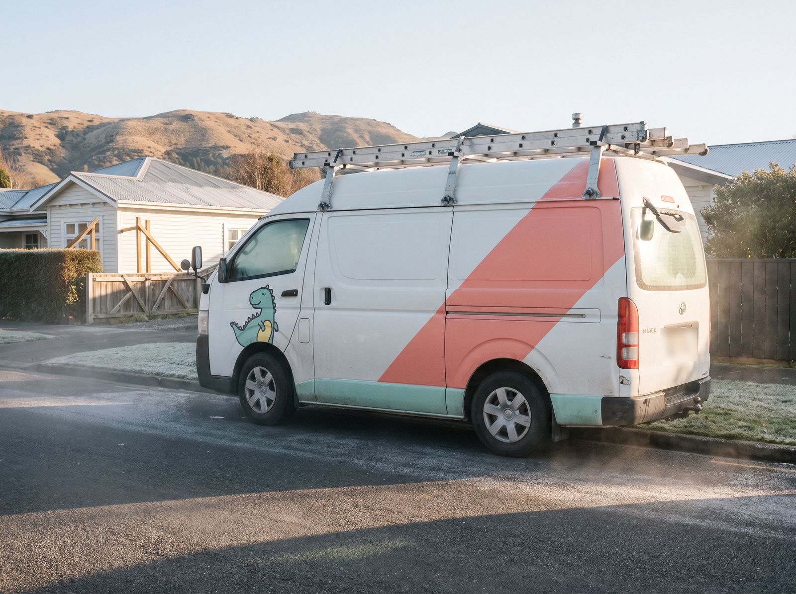Cheeky's Plumbers van parked on a Christchurch villa street